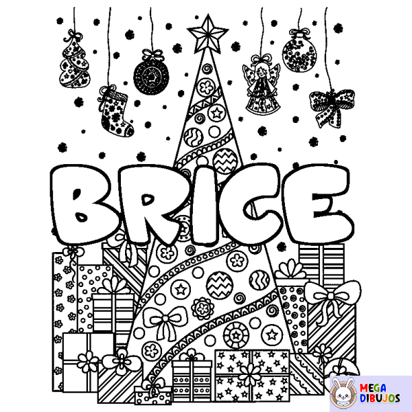 Coloración del nombre BRICE - decorado &aacute;rbol de Navidad y regalos