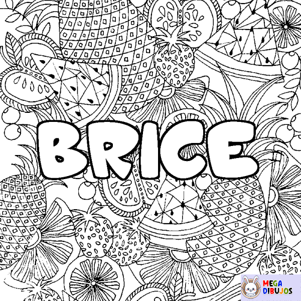 Coloración del nombre BRICE - decorado mandala de frutas