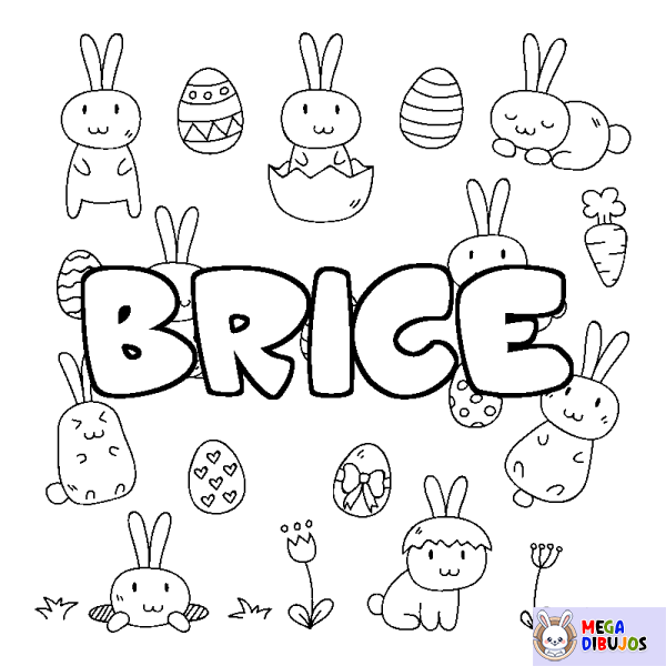 Coloración del nombre BRICE - decorado Pascua