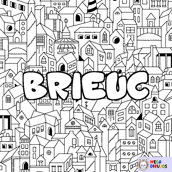 Coloración del nombre BRIEUC - decorado ciudad