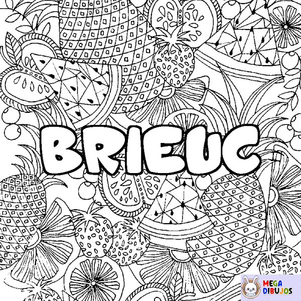 Coloración del nombre BRIEUC - decorado mandala de frutas