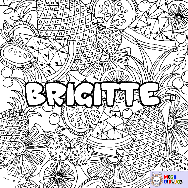 Coloración del nombre BRIGITTE - decorado mandala de frutas