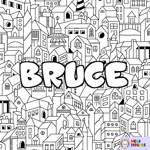 Coloración del nombre BRUCE - decorado ciudad