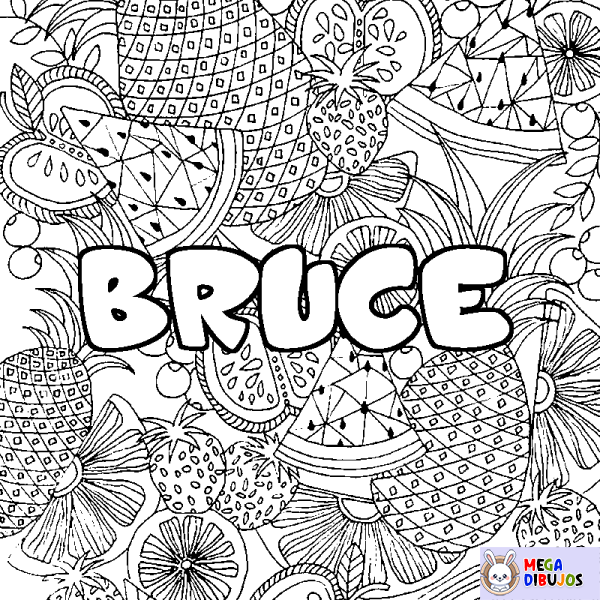 Coloración del nombre BRUCE - decorado mandala de frutas