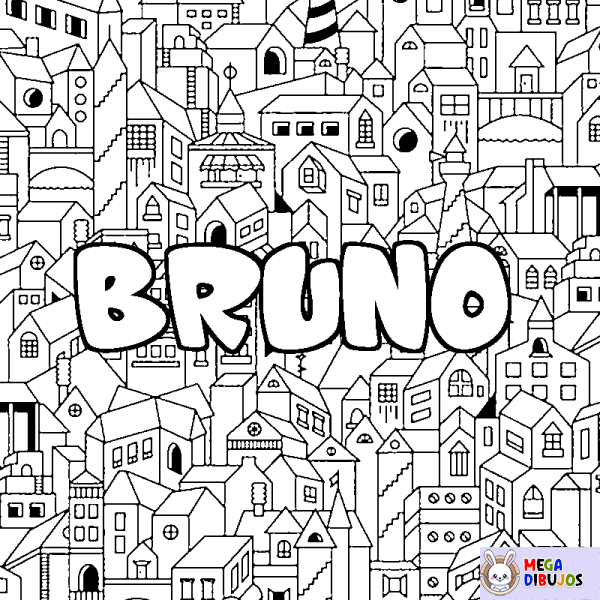 Coloración del nombre BRUNO - decorado ciudad