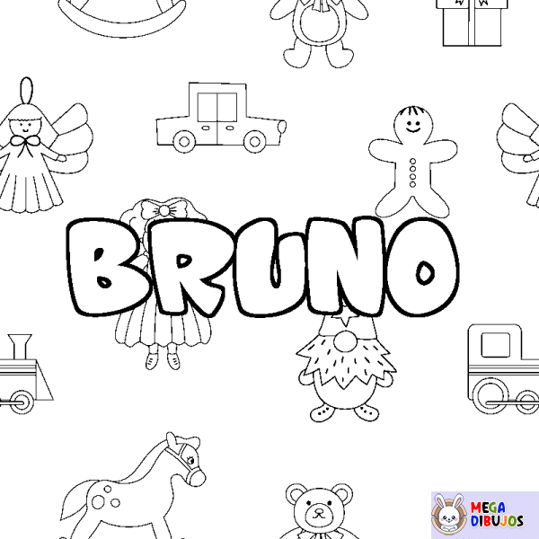 Coloración del nombre BRUNO - decorado juguetes