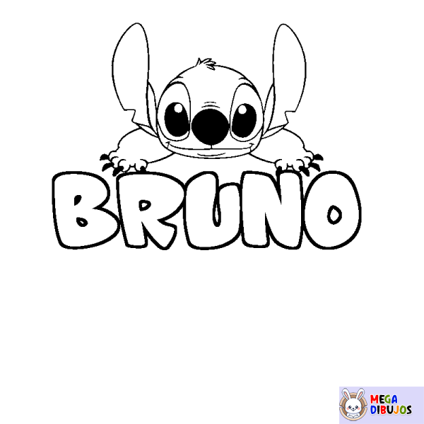 Coloración del nombre BRUNO - decorado Stitch