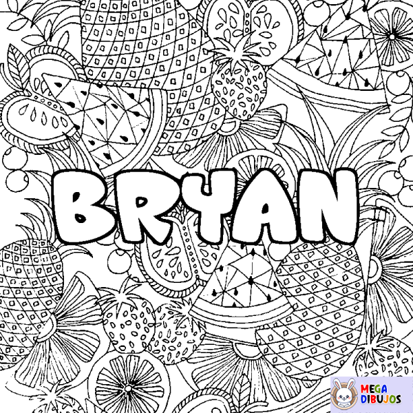 Coloración del nombre BRYAN - decorado mandala de frutas