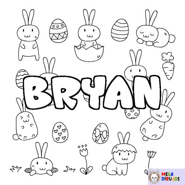 Coloración del nombre BRYAN - decorado Pascua