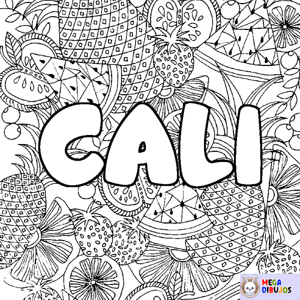 Coloración del nombre CALI - decorado mandala de frutas