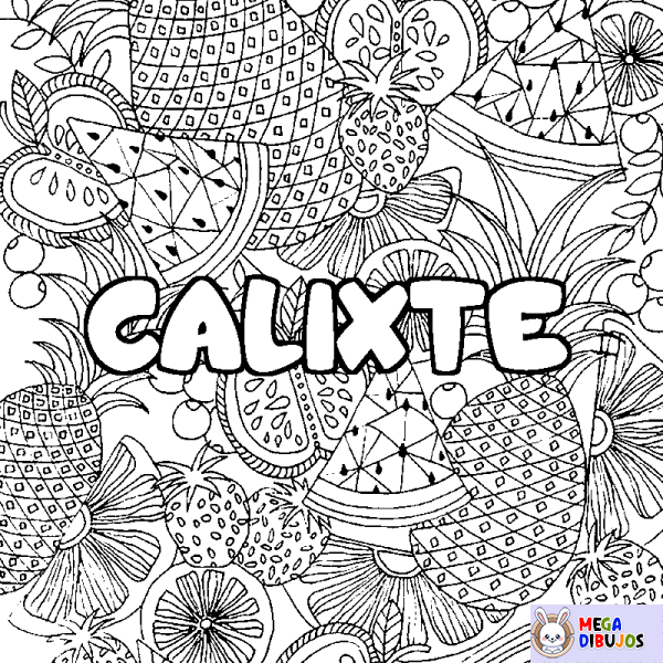 Coloración del nombre CALIXTE - decorado mandala de frutas