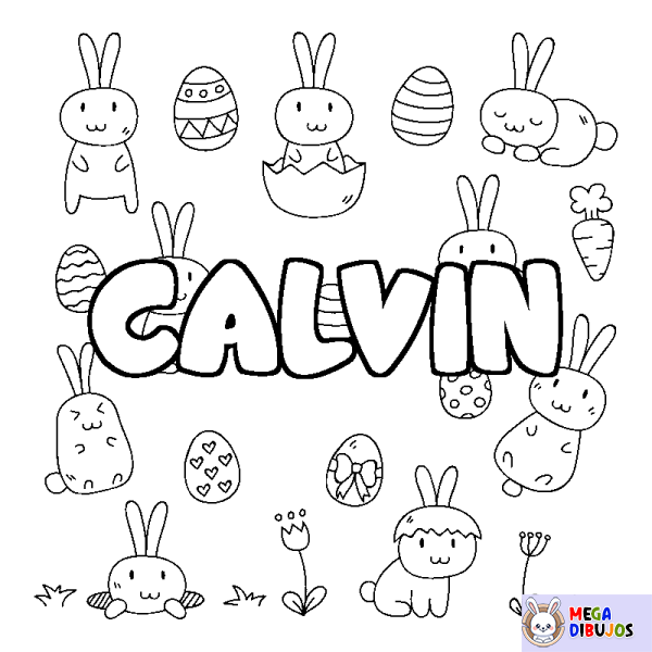 Coloración del nombre CALVIN - decorado Pascua