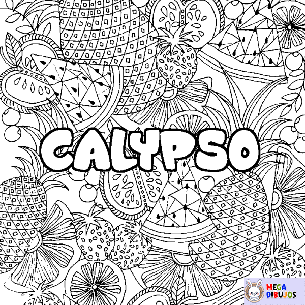 Coloración del nombre CALYPSO - decorado mandala de frutas