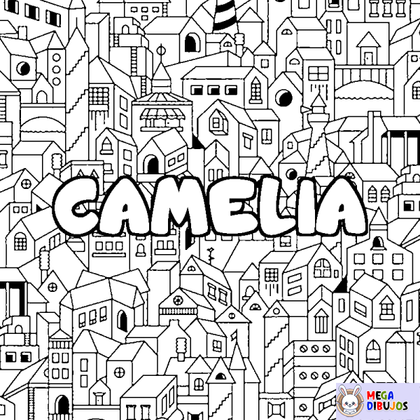 Coloración del nombre CAMELIA - decorado ciudad