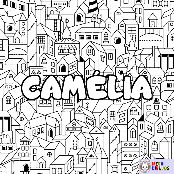 Coloración del nombre CAM&Eacute;LIA - decorado ciudad