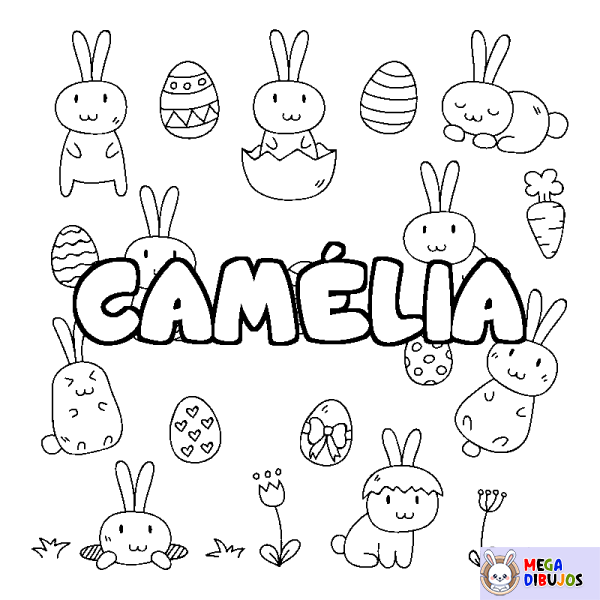 Coloración del nombre CAM&Eacute;LIA - decorado Pascua