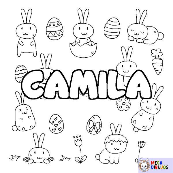 Coloración del nombre CAMILA - decorado Pascua