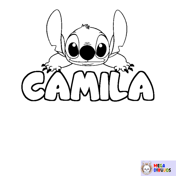 Coloración del nombre CAMILA - decorado Stitch