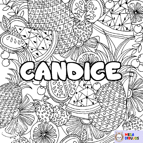 Coloración del nombre CANDICE - decorado mandala de frutas