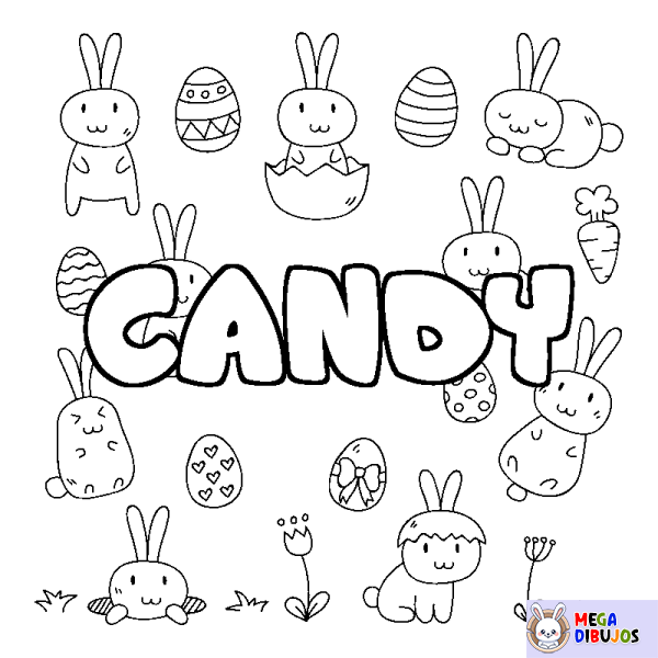 Coloración del nombre CANDY - decorado Pascua