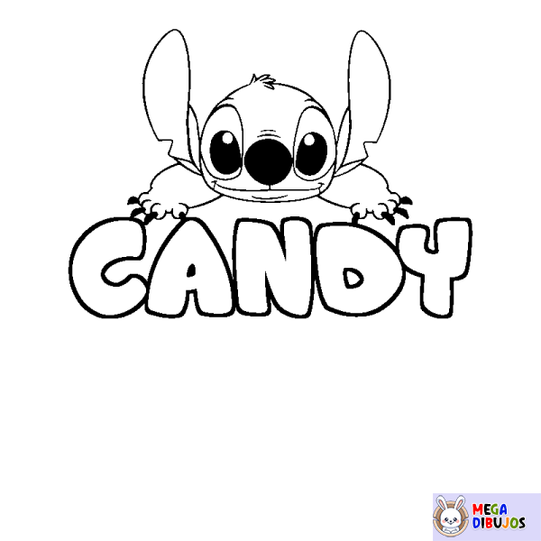 Coloración del nombre CANDY - decorado Stitch