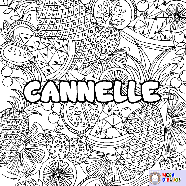 Coloración del nombre CANNELLE - decorado mandala de frutas