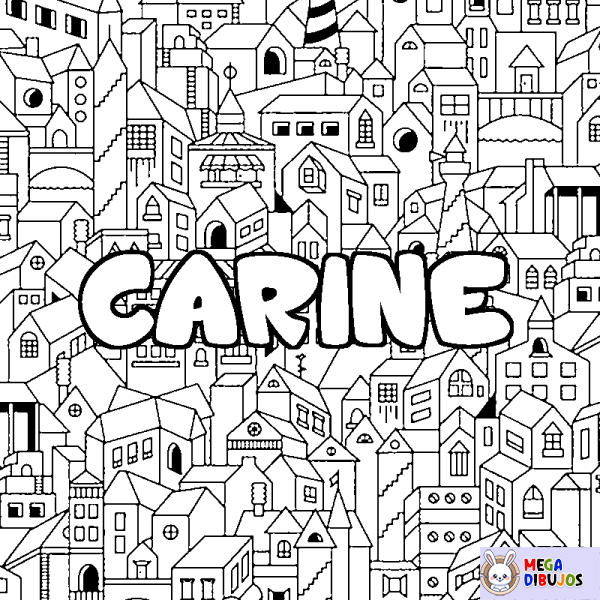 Coloración del nombre CARINE - decorado ciudad