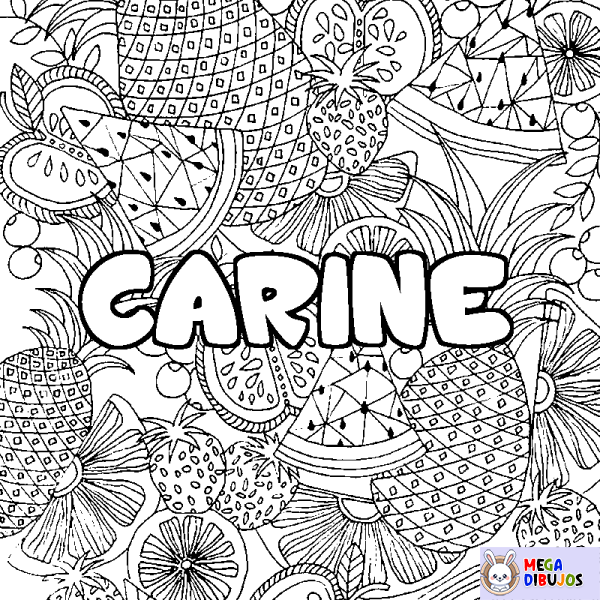 Coloración del nombre CARINE - decorado mandala de frutas