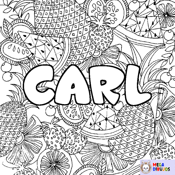 Coloración del nombre CARL - decorado mandala de frutas