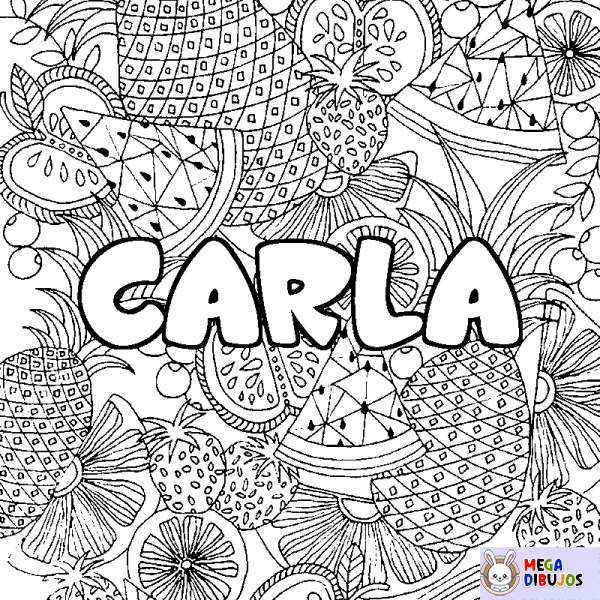 Coloración del nombre CARLA - decorado mandala de frutas