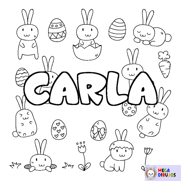 Coloración del nombre CARLA - decorado Pascua