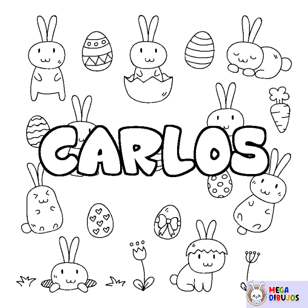 Coloración del nombre CARLOS - decorado Pascua