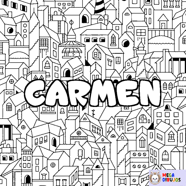 Coloración del nombre CARMEN - decorado ciudad