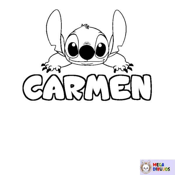 Coloración del nombre CARMEN - decorado Stitch