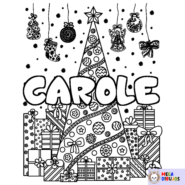 Coloración del nombre CAROLE - decorado &aacute;rbol de Navidad y regalos