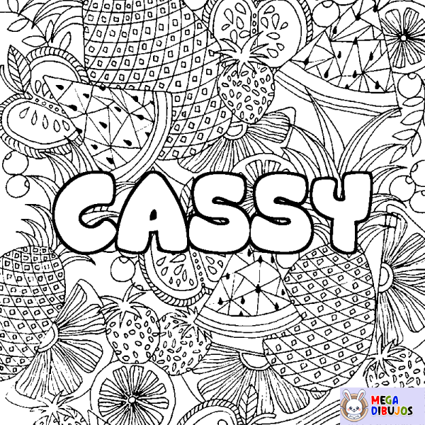 Coloración del nombre CASSY - decorado mandala de frutas