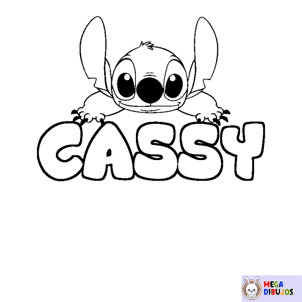 Coloración del nombre CASSY - decorado Stitch