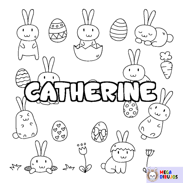 Coloración del nombre CATHERINE - decorado Pascua