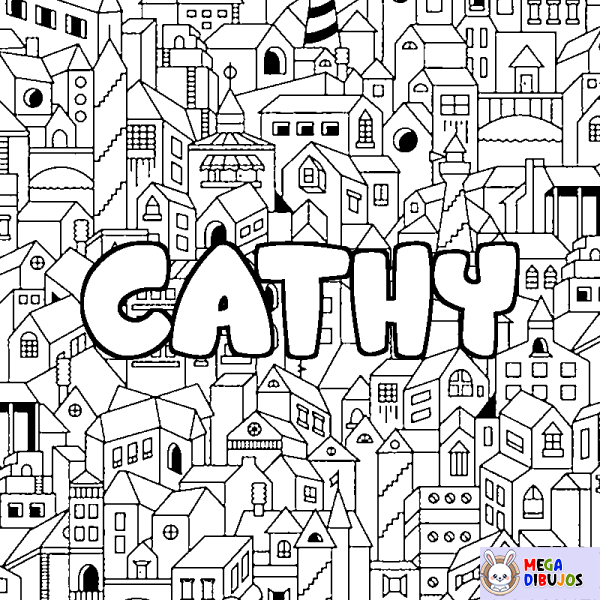 Coloración del nombre CATHY - decorado ciudad