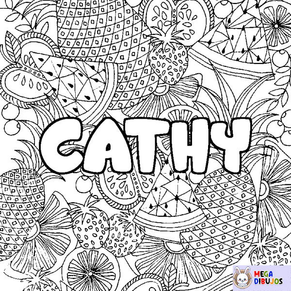 Coloración del nombre CATHY - decorado mandala de frutas