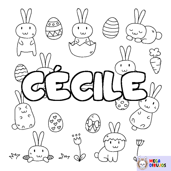 Coloración del nombre C&Eacute;CILE - decorado Pascua