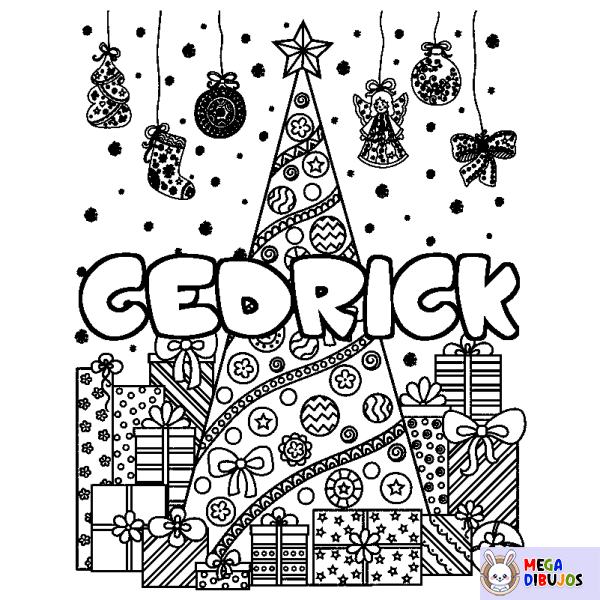 Coloración del nombre CEDRICK - decorado &aacute;rbol de Navidad y regalos