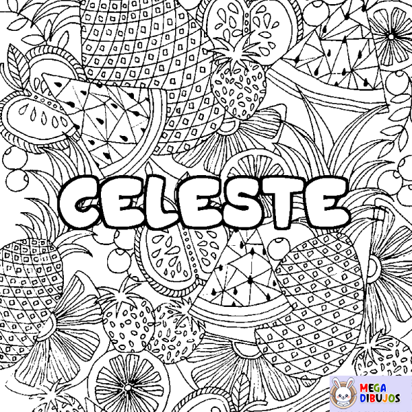 Coloración del nombre CELESTE - decorado mandala de frutas