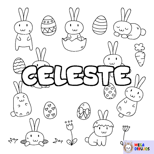 Coloración del nombre CELESTE - decorado Pascua