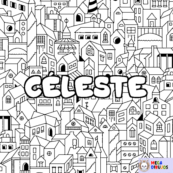 Coloración del nombre C&Eacute;LESTE - decorado ciudad