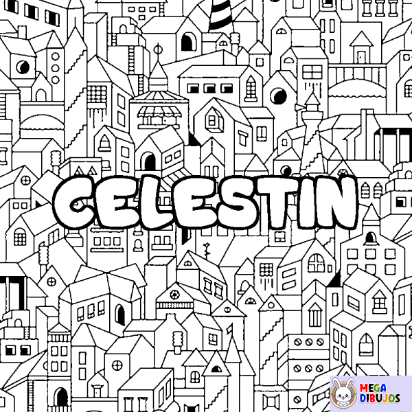 Coloración del nombre CELESTIN - decorado ciudad