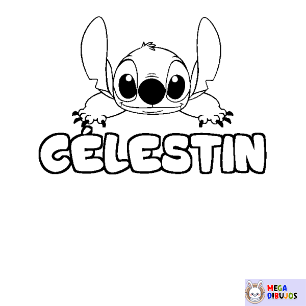 Coloración del nombre C&Eacute;LESTIN - decorado Stitch