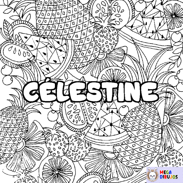 Coloración del nombre C&Eacute;LESTINE - decorado mandala de frutas