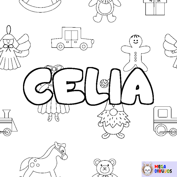 Coloración del nombre CELIA - decorado juguetes