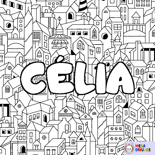 Coloración del nombre C&Eacute;LIA - decorado ciudad